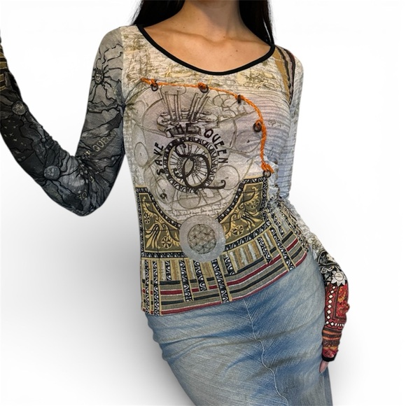 Vintage Save The Queen Mesh Long Sleeve Top - Picture 2 of 7